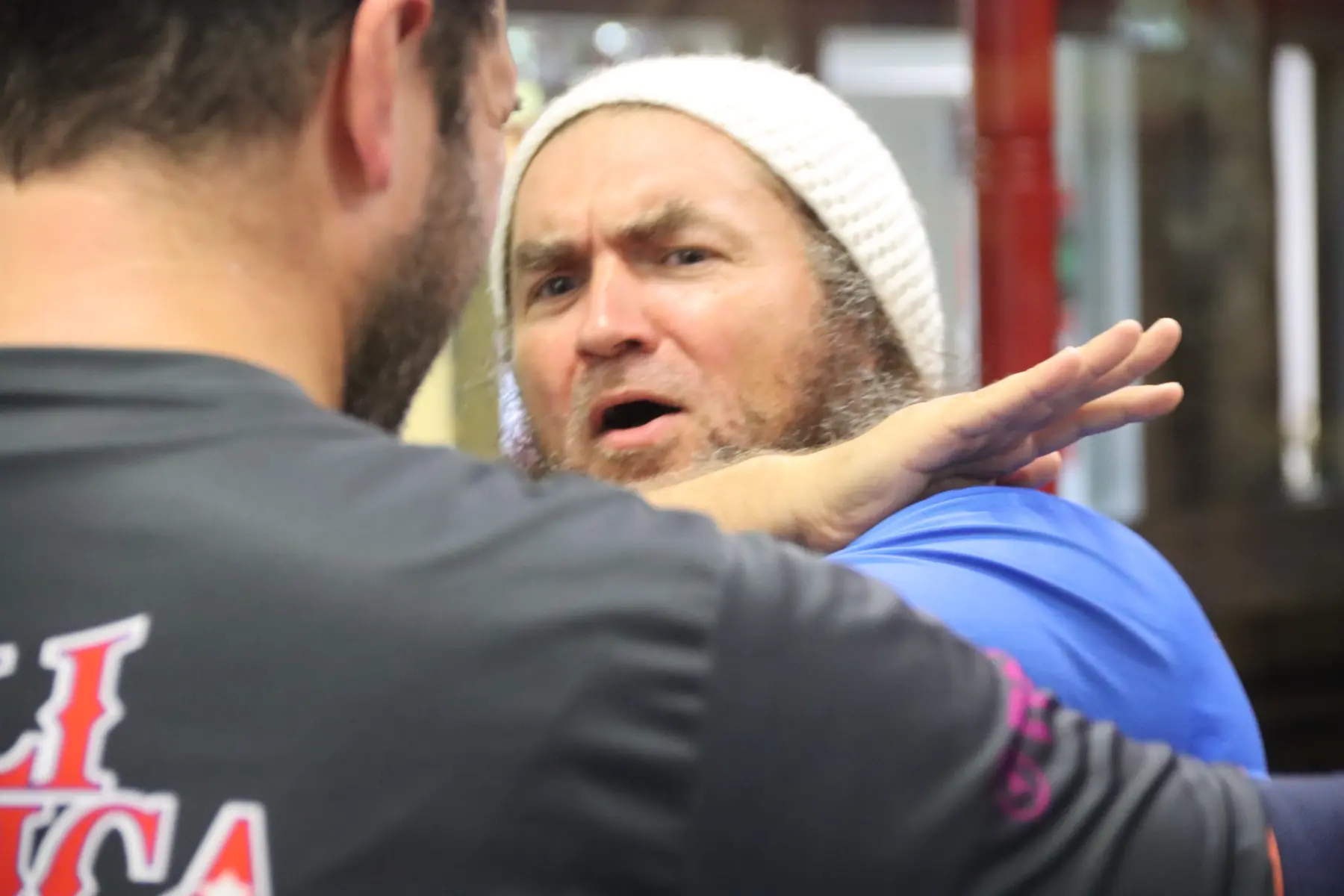 Dr. Micah Naziri practicing close-range Kali